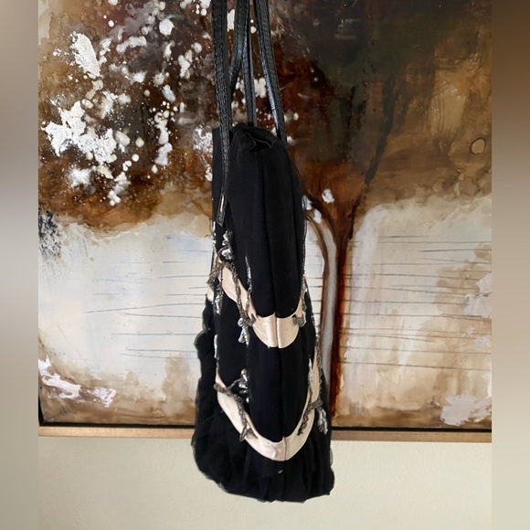 RARE Y2K Authentic Valentino Garavani intricately beaded silk and leather tote ~ - Picture 6 of 16